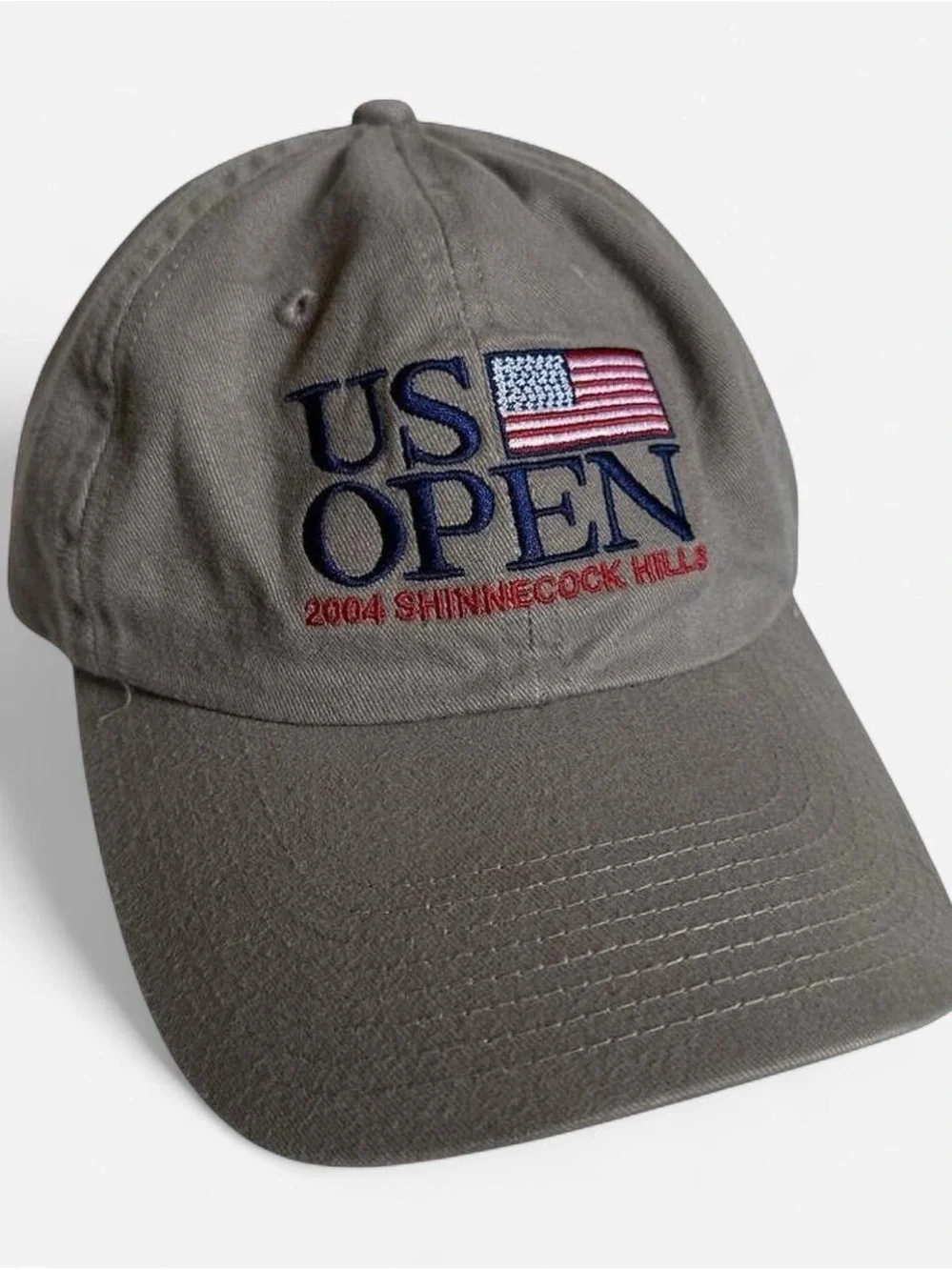 Vintage US Open 2004 Embroidered Baseball Cap - Olive with Flag